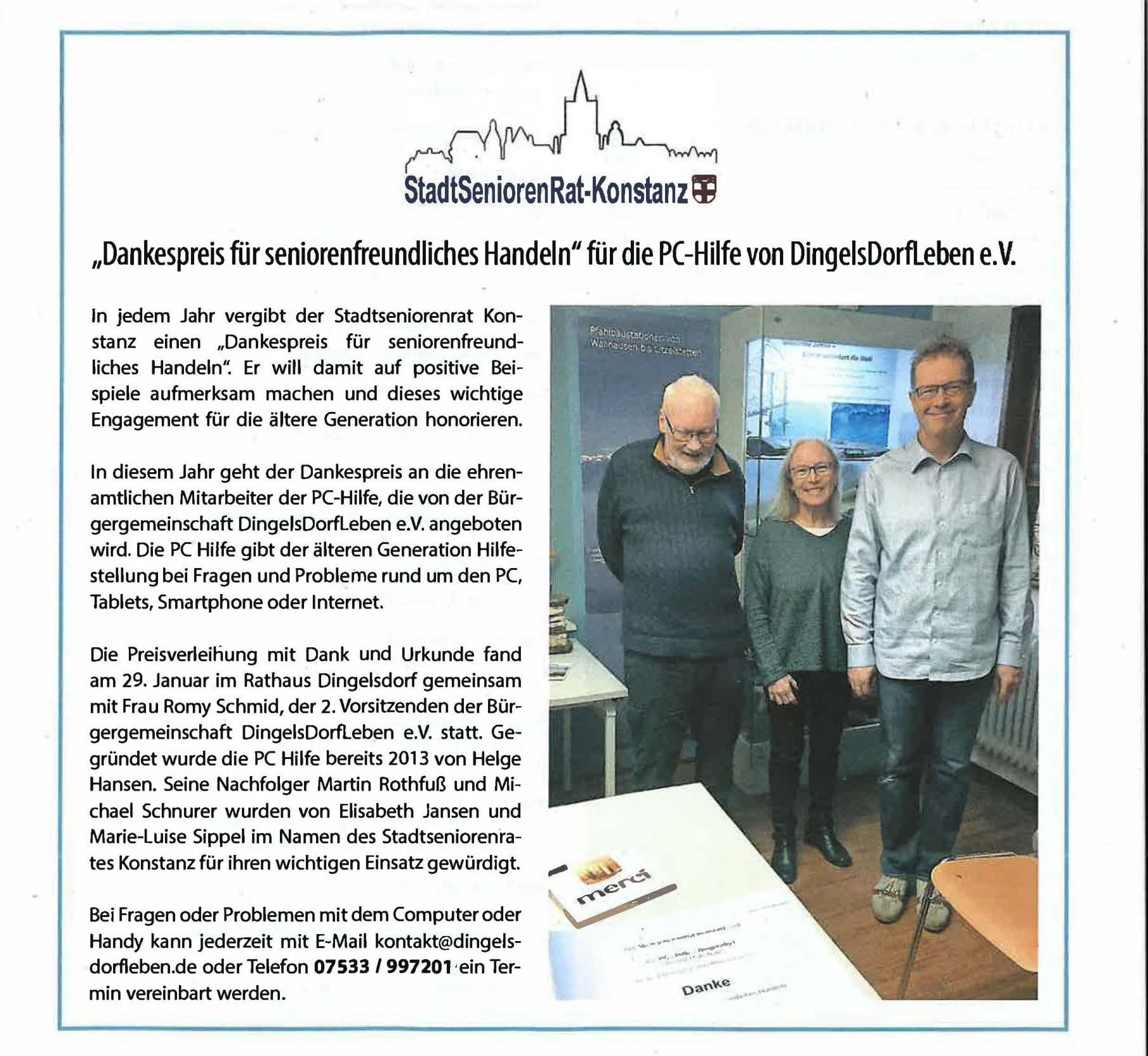 Computer Treff der Bürgergemeinschaft DingelsDorfLeben